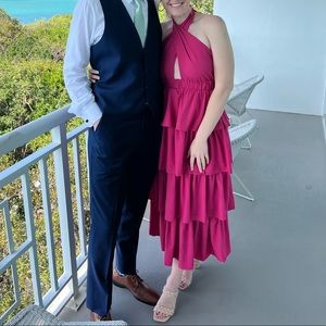 Endless rose tiered maxi dress crossed halter